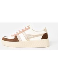 Gola - Grandslam Quadrant Otter & Gold Trainers, Size 3 - Lyst