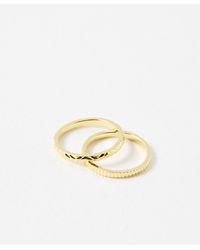 Oliver Bonas - Anita Ridged Texture Stacking Rings Set Of Two - Lyst