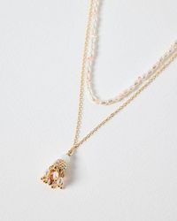 Oliver Bonas - Gigi Bead & Faux Pearl Cluster Pendant Necklace - Lyst