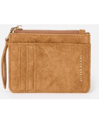 Oliver Bonas - Kadie Tan Faux Suede Zipped Card Holder - Lyst
