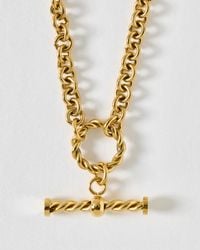 Oliver Bonas - Tasha Tone Waterproof Textured T Bar Charm Necklace - Lyst