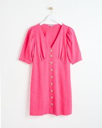 Oliver Bonas - Button Through Jersey Mini Dress, Size 6 - Lyst