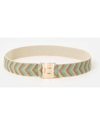 Oliver Bonas - Gold & Blue Chevron Sparkle Elastic Waist Belt, Size Small - Lyst