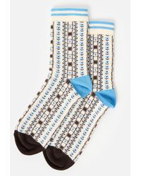Oliver Bonas - & Brown Floral Striped Ankle Socks - Lyst