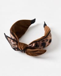 Oliver Bonas - Foster Leopard Print & Velvet Knot Headband - Lyst
