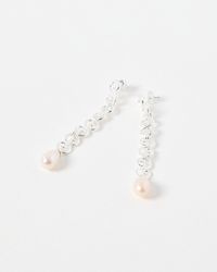 Oliver Bonas - Edith Scroll Chain & Pearl Silver Drop Earrings - Lyst