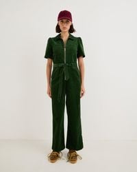 Oliver Bonas - Dark Corduroy Zip Up Short Sleeve Jumpsuit, Size 10 - Lyst