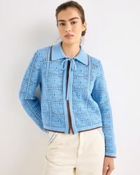 Oliver Bonas - Collared Tie Front Crochet Cardigan, Size 10 - Lyst