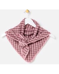 Oliver Bonas - Pink & Burgundy Checked Knitted Triangle Scarf - Lyst