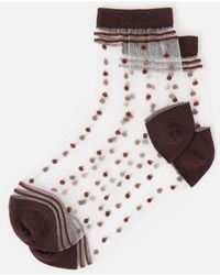 Oliver Bonas - Chocolate Polka Dot Sheer Ankle Socks - Lyst