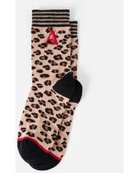 Oliver Bonas - Black & Animal Print Alphabet Initial Ankle Socks - Lyst