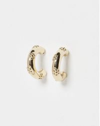 Oliver Bonas - Lizzie Flower Dot Tone Hoop Earrings Mini - Lyst