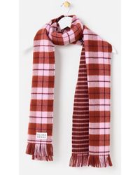 Oliver Bonas - Brown & Pink Checked Reversible Knitted Scarf - Lyst