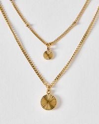Oliver Bonas - Maya Tone Waterproof Etched Disc Charm Layered Necklace - Lyst