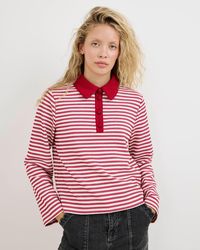 Oliver Bonas - Pink & Red Striped Long Sleeve Polo Neck Top, Size 10 - Lyst