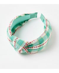 Oliver Bonas - Inez Check Flower Detail Knot Headband - Lyst
