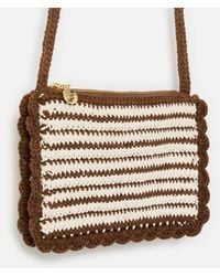 Oliver Bonas - Chocolate & Cream Striped Crochet Crossbody Bag - Lyst