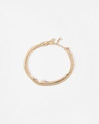 Oliver Bonas - Rosalind Layered Gold Tone Freshwater Pearl Anklet - Lyst