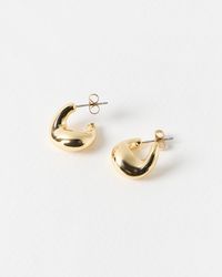 Oliver Bonas - Mary Tone Teardrop Chunky Hoop Earrings - Lyst