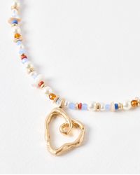 Oliver Bonas - Jackson Heart Pendant Beaded Necklace - Lyst
