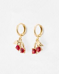 Oliver Bonas - Paisley Stone Detail Cherry Drop Huggie Earrings - Lyst