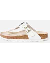 Birkenstock - Gizeh Flower Embellishment Leather Sandals, Size 3.5 - Lyst