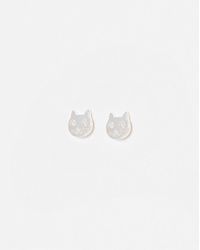 Oliver Bonas - Django Cat Sterling Stud Earrings - Lyst