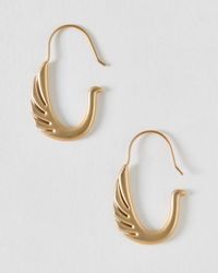Oliver Bonas - Miri Brushed Metal Swan Wire Hoop Earrings - Lyst