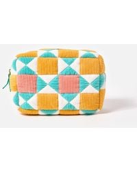 Oliver Bonas - Blue & Yellow Patchwork Corduroy Wash Bag - Lyst