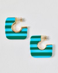 Oliver Bonas - Ezra Green & Square Resin Hoop Earrings - Lyst