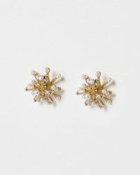 Oliver Bonas - Atlas Faux Pearl & Glass Cluster Stud Earrings - Lyst