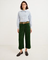 Oliver Bonas - Dark Corduroy Cropped Scalloped Pocket Wide Leg Trousers, Size 10 - Lyst