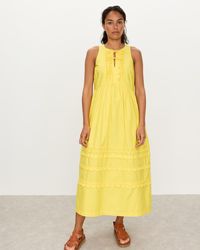 Oliver Bonas - Scalloped Sleeveless Cotton Midi Dress, Size 6 - Lyst