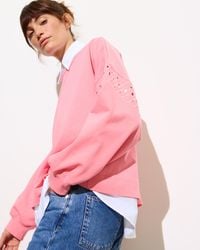 Oliver Bonas - Pink Broderie Drop Shoulder Sweatshirt, Size 6 - Lyst