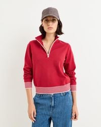 Oliver Bonas - Cherry Quarter Zip Funnel Neck Knitted Jumper, Size 10 - Lyst