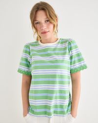 Oliver Bonas - & Blue Striped Flutter Sleeve T-shirt, Size 10 - Lyst