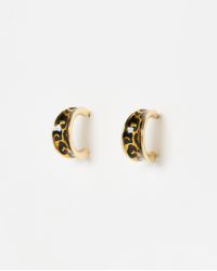 Oliver Bonas - Lana Leopard Print Small Hoop Earrings - Lyst