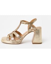 Oliver Bonas - Metallic Leather Platform Heeled Sandals, Size 3 - Lyst