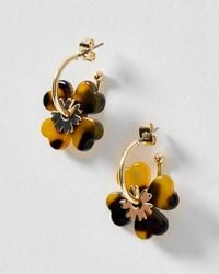 Oliver Bonas - Alessia Resin Flower Charm Hoop Earrings - Lyst