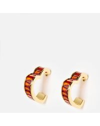 Oliver Bonas - Eileen Baguette Stone Heart Hoop Earrings - Lyst