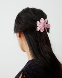 Oliver Bonas - Agnes Striped Flower Pink Hair Claw Clip - Lyst