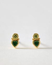 Oliver Bonas - Milena Peridot & Heart Stud Earrings - Lyst