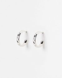 Oliver Bonas - Luna Engraved Silver Hoop Earrings - Lyst