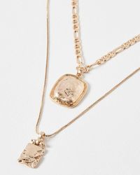 Oliver Bonas - Crystal Molten Metal Drop Pendant Layered Necklace - Lyst