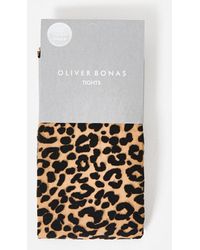 Oliver Bonas - 20 Denier Natural Leopard Print Tights, Size Small/medium - Lyst