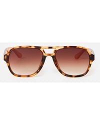 Oliver Bonas - Amber Faux Tortoiseshell Double Bridge Sunglasses - Lyst