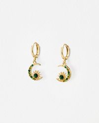 Oliver Bonas - Avaluna Stone Moon Charm Drop Earrings - Lyst
