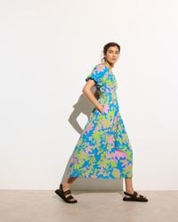 Oliver Bonas - & Green Luminous Floral V-neck Midi Dress, Size 6 - Lyst