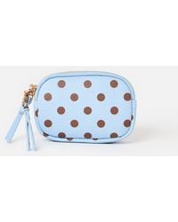 Oliver Bonas - Nina Blue & Brown Polka Dot Double Zip Keyring Pouch - Lyst