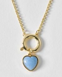 Oliver Bonas - Liza Blue Resin Heart Pendant Chain Necklace - Lyst